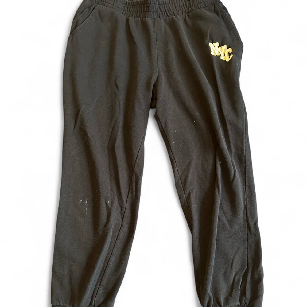 black & yellow garage nyc sweatpants